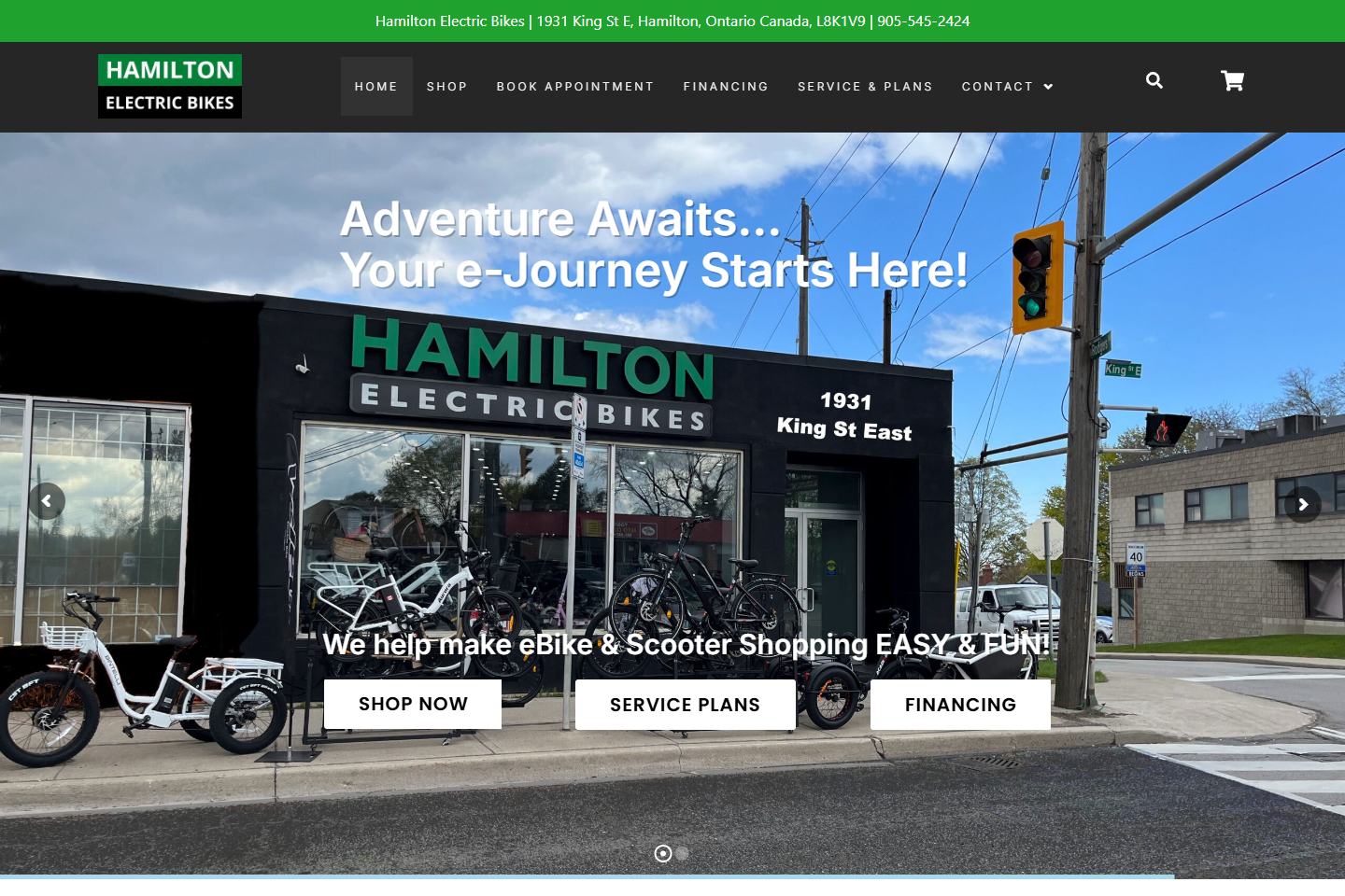 Homepage of Hamilton Electric Bikes